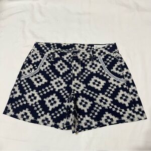 Vince Camuto Navy and White Patterned Women Shorts